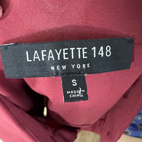 Lafayette 148 New York Womens Burgundy Red Button Front Top Size Small - Picture 8 of 10